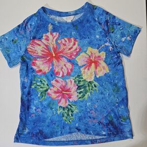 Art & Sol Top Womens Size Medium Blue Pink Orchid Floral